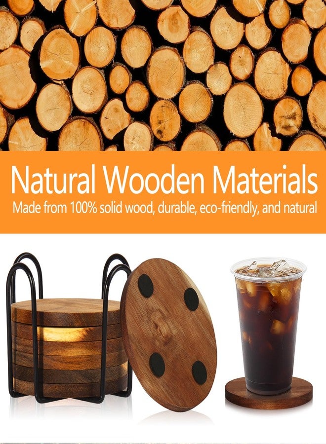 PTYTIFY 20 Pcs Wood Coasters with Holder, Wooden Coasters for Drinks Absorbent, Drink Coasters for Coffee Table, Modern Home Decor, Coaster Set for Table Protection, Office, Bar - Image 4